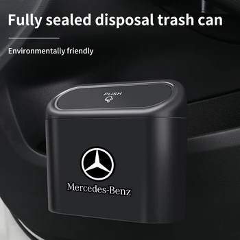 Car Trash Can Hanging Garbage Bin Pressing Box With Lid For Mercedes Benz AMG A C Class W201 W210 W108 W204 W205 W203 W211 W124 