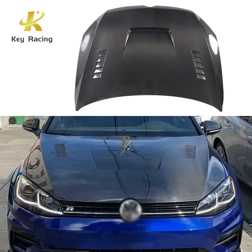 

Настоящее углеродное волокно V-образного стиля, крышка капота двигателя для Volkswagen Golf 7 MK7 MK7.5, передний капот