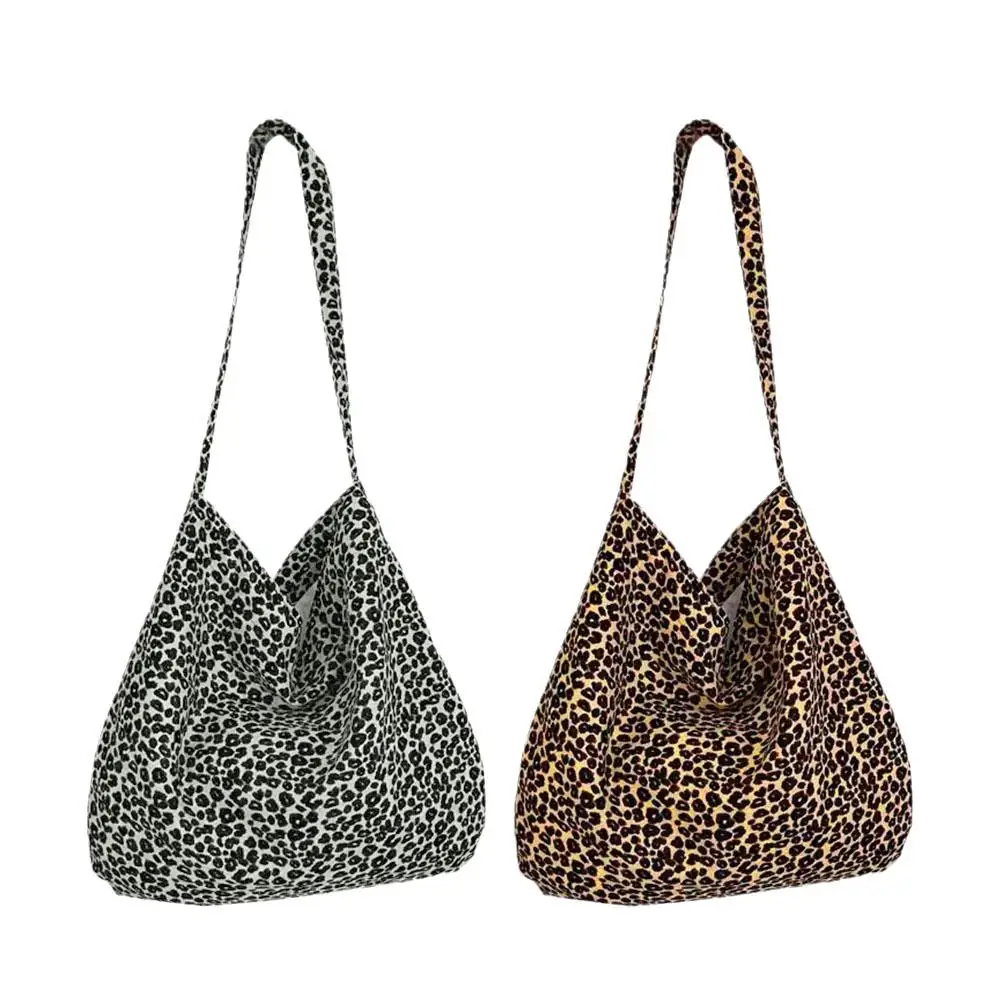 Borsa a tracolla con stampa leopardata borsa per la spesa per donna borsa a tracolla di grande capacità moda coreana Versatile tela Casual Y7P9