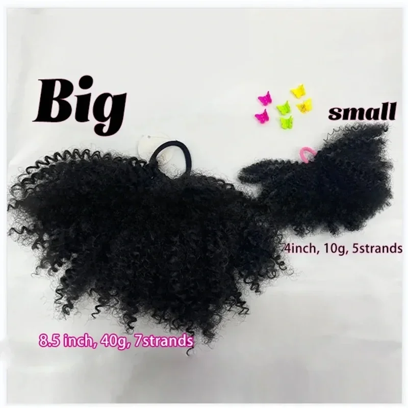 2pcs/pack Soft cute 4inch puff  elastic band twist ponytail go afro kinky marley bouncy feel like natural human for baby girls