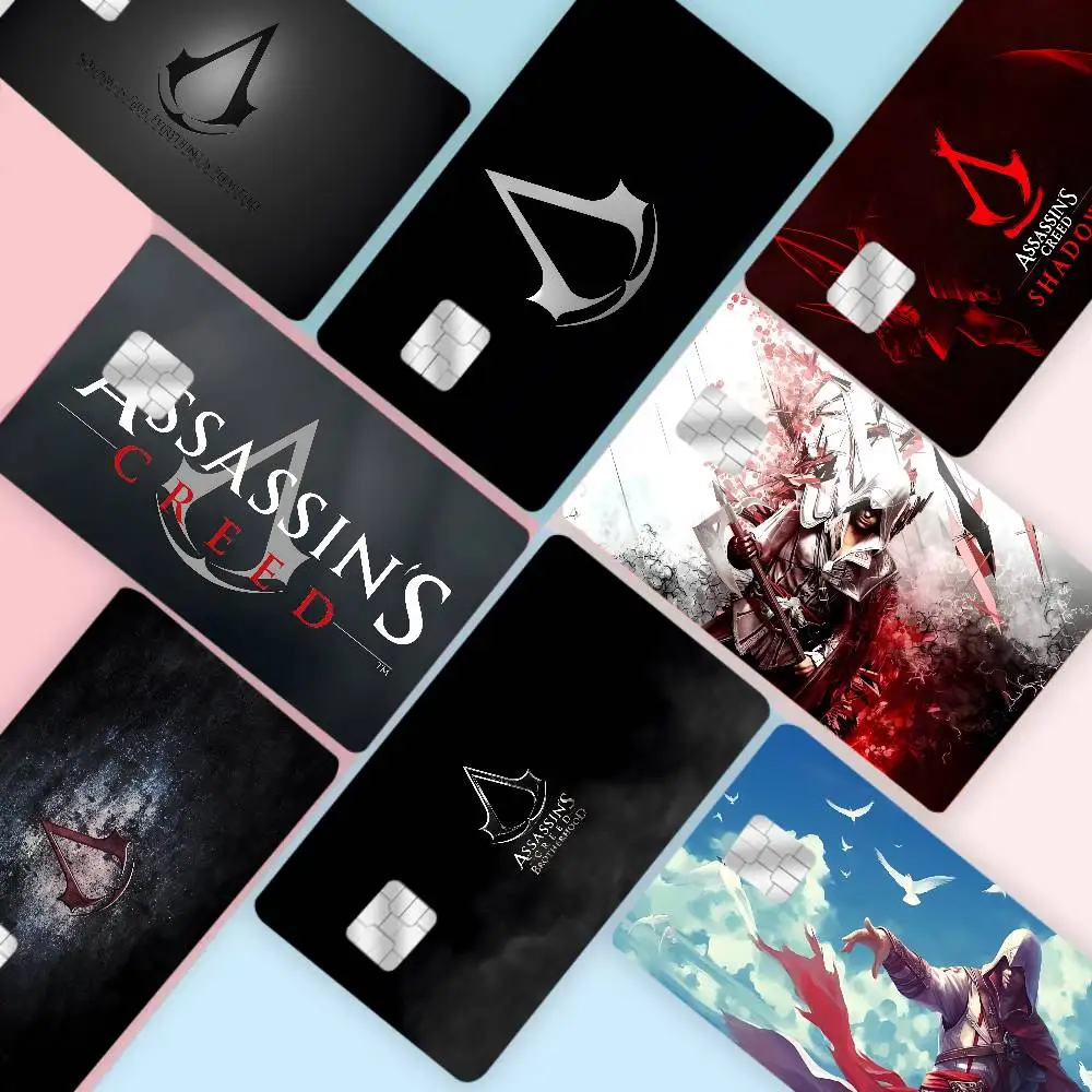A-Assassins CreedS Credit Card Skin Stickers No Adhesive Residue Water Proof For VISA Credit Card Subway Access Card