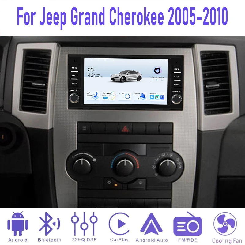 

7” 4+64GB For Jeep Grand Cherokee 2005-2010 Car Radio Android 15 Auto Google Map BT GPS Camera Stereo Wireless Carplay
