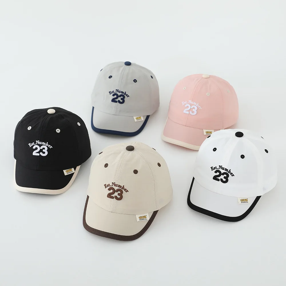 

Новинка 2023 года, детская кепка с вышивкой, корейская бейсболка с надписью для маленьких мальчиков и девочек, мягкая хлопковая летняя детская фуражка