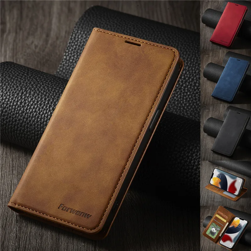 EUCAGR Luxury Top Quality Leather Wallet Flip Phone Case For iPhone 15 14 13 12 11 XS Pro Max XR 8 7 6S Plus SE Magnetic Cover