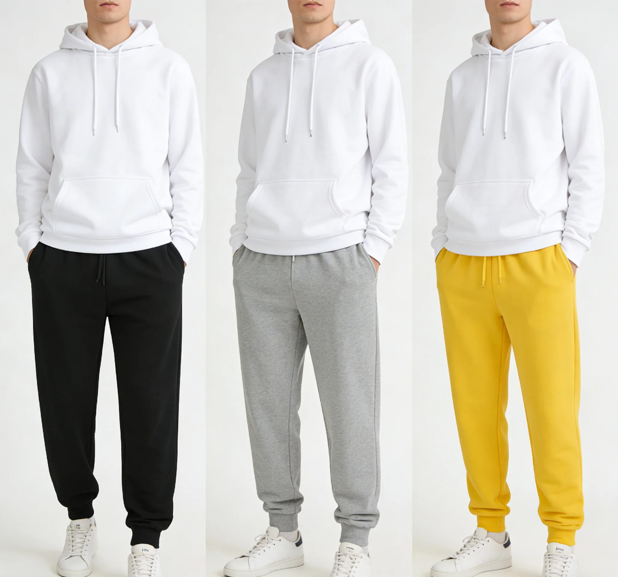 

Fleece Lined Hoodie Set Unisex Solid Color With Pocket Pullover Sports Fitness Sweatshirt Casual Fashion Multi-color