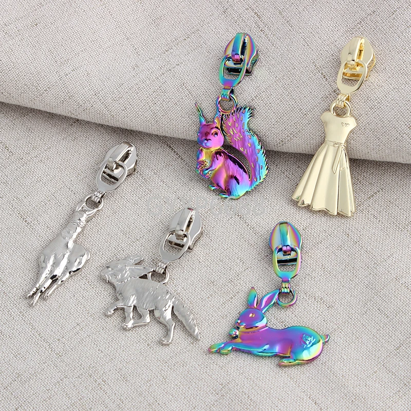 Auricular Fox/Dress/Motorcycle Shape 5# Nylon Zipper Sliders For DIY Handcraft Garment Bags Puller Head Decoration Accessories