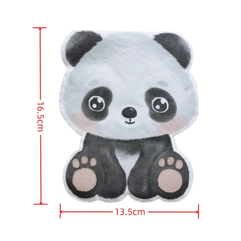 20Pcs/Bag Cartoon Die Cut Panda Unicorn Decoupage Paper Napkins Paper Serviettes for Children Birthday Party Tableware Decor New