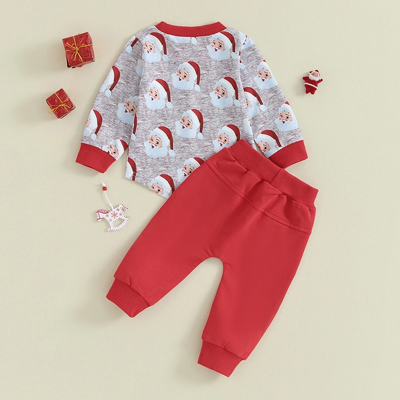 2023-09-04 Lioraitiin 0-3Y Toddler Boy Christmas Clothes Set Cartoon Santa  Long Sleeve Sweatshirt Tops Pants Autumn Outfits