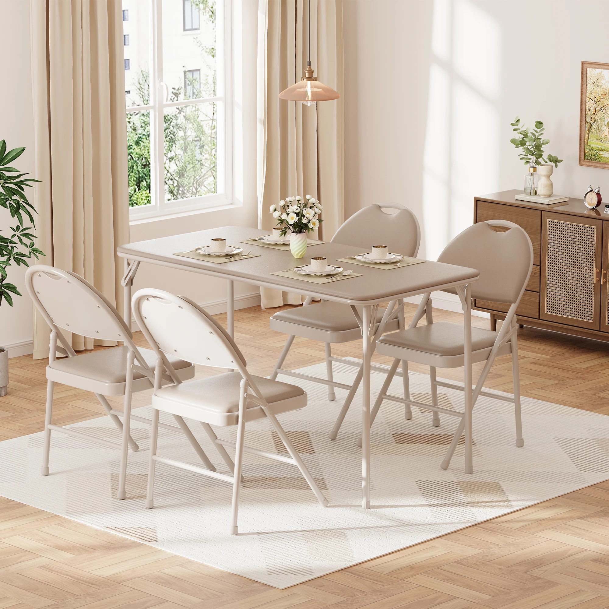 Tavolo pieghevole di alta qualità per sale giochi e aree relax – rettangolare, 120 cm, piano in pelle sintetica, struttura in metallo robusta, piedini antiscivolo, non richiede montaggio, adatto per