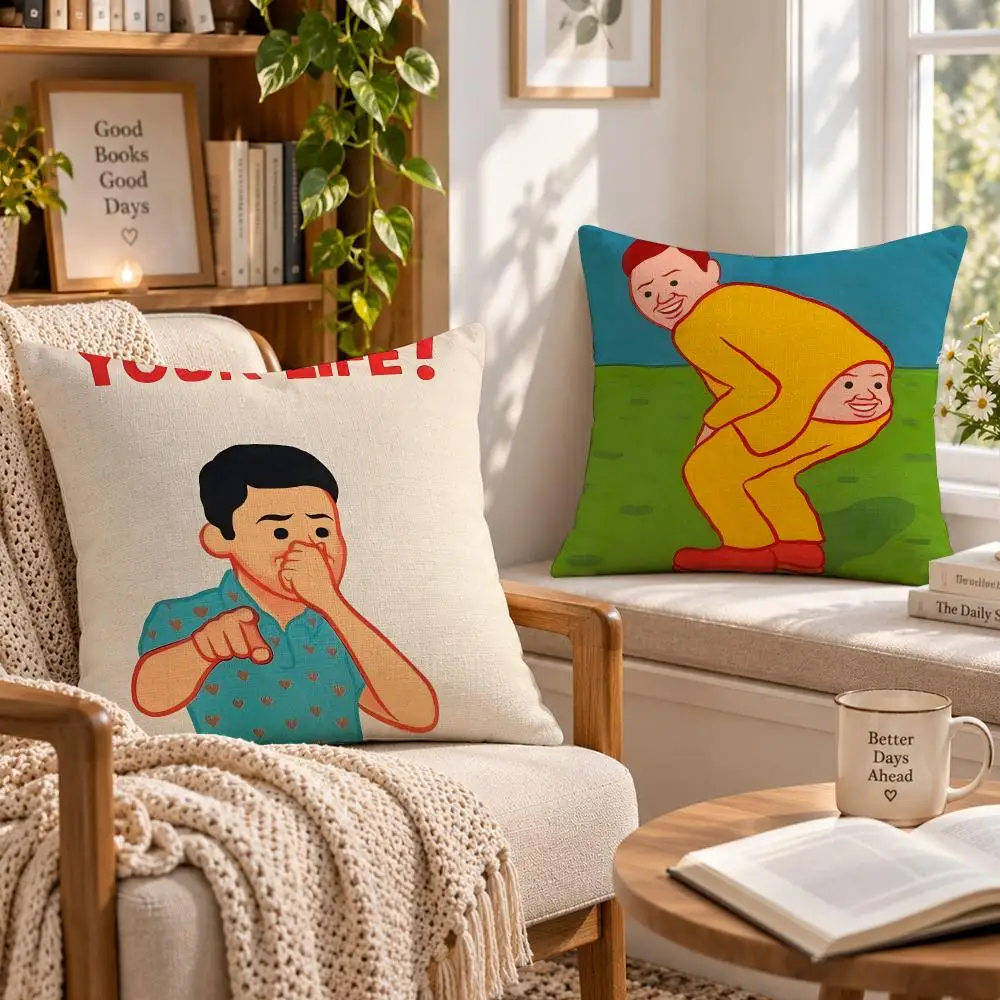 Artist Satire J-Joan Cornella Vazquez Cushion Cover Soft Short Cover Washable Sofa Bed Dorm Garden Home Office Chair Decor