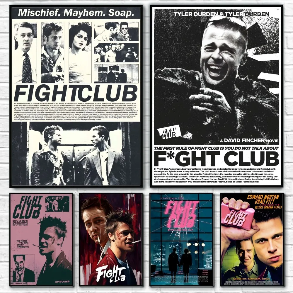 F-Fight C-Club Film Frame Retro Poster Sticky Wall Art Printing Waterproof Home Living Bed Room Bar Hallway Aesthetic Decor