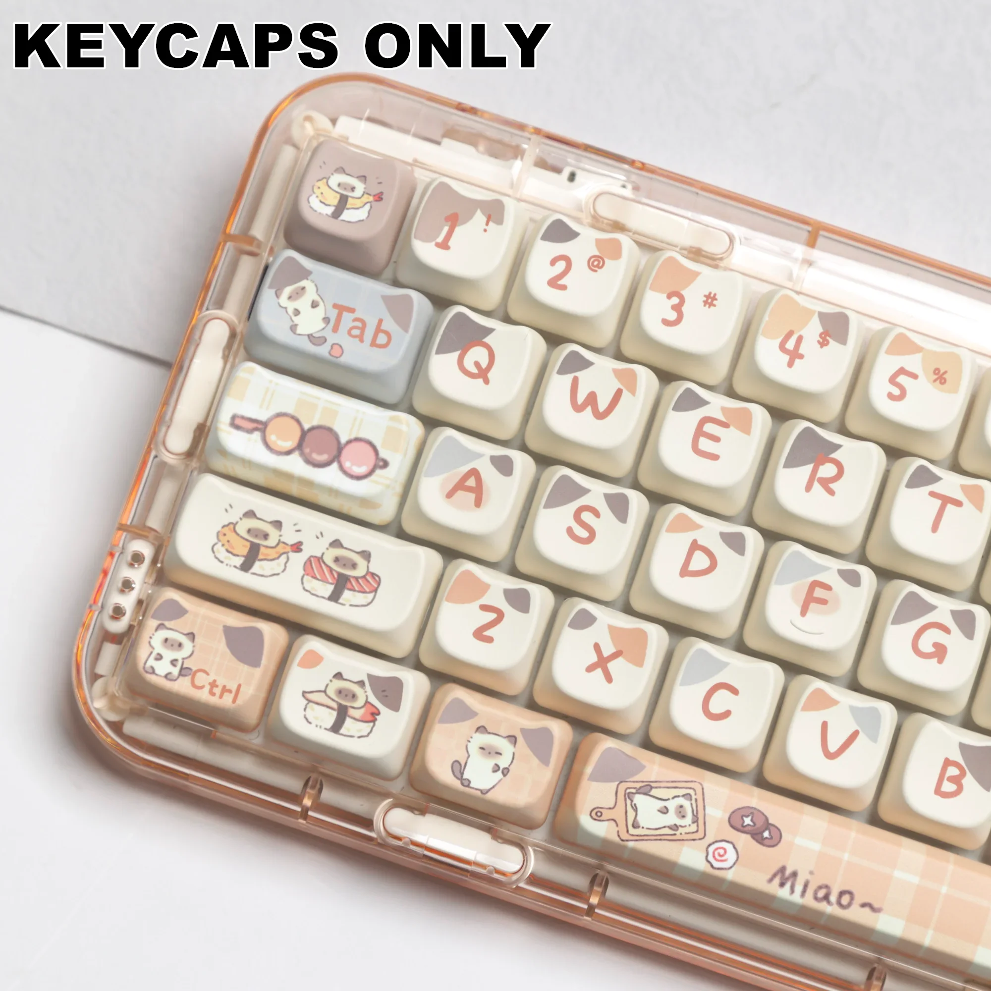 

142 Keys Sushi Cat PBT Keycaps MAO Profile Dye-Sublimated Keycap Set for Mx Cherry Gateron Switch Mechanical Keyboard Kit