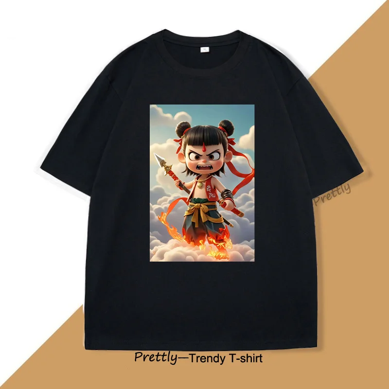 

2025 Fashion Trend Nezha 2 Printed T-shirt Boss Model T-shirt Short-sleeved Clothes Men and Women Street Clothes