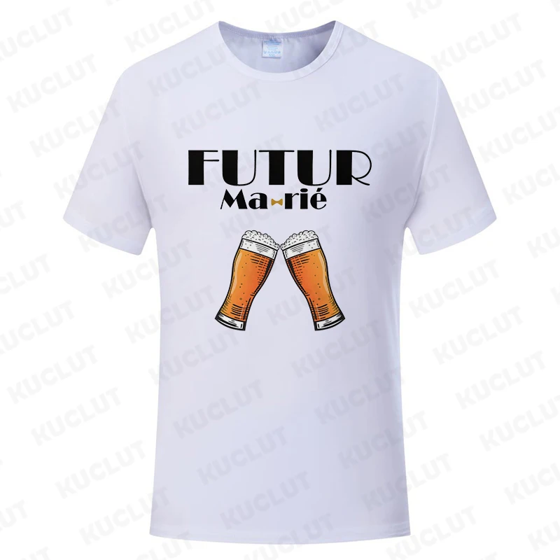 Evg فريق متزوج فيوتشر العريس أفضل رجل فرقة الملابس حفلة البكالوريوس تي شيرت الفرنسية الرجال واحد وداع القمم الزفاف تيز #3