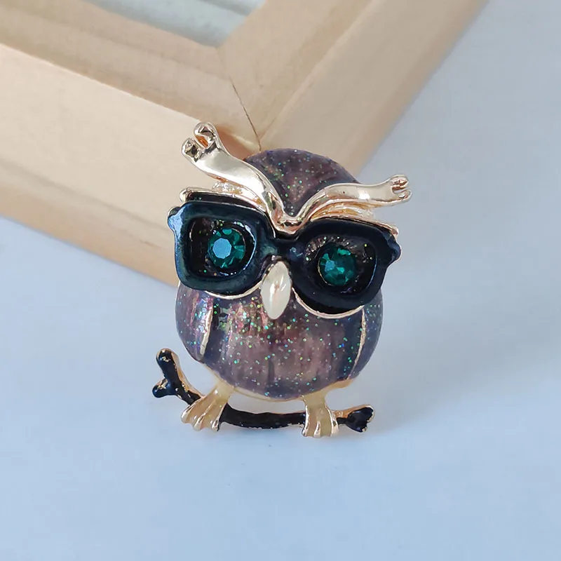 

Stylish Green Eyes Enamel Cartoon Owl Brooch Pins Vintage Animal Casual Party Office For Women Men Clothes Jewelry Gift