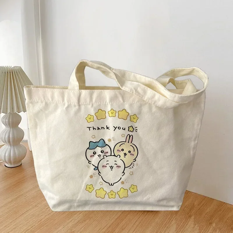 Chiikawa Peripheral Anime Kawaii Student Book Bag Canvas Bag Cute Hachiware Usagi Cartoon Shoulder Large Capacity Tote Bag Gift