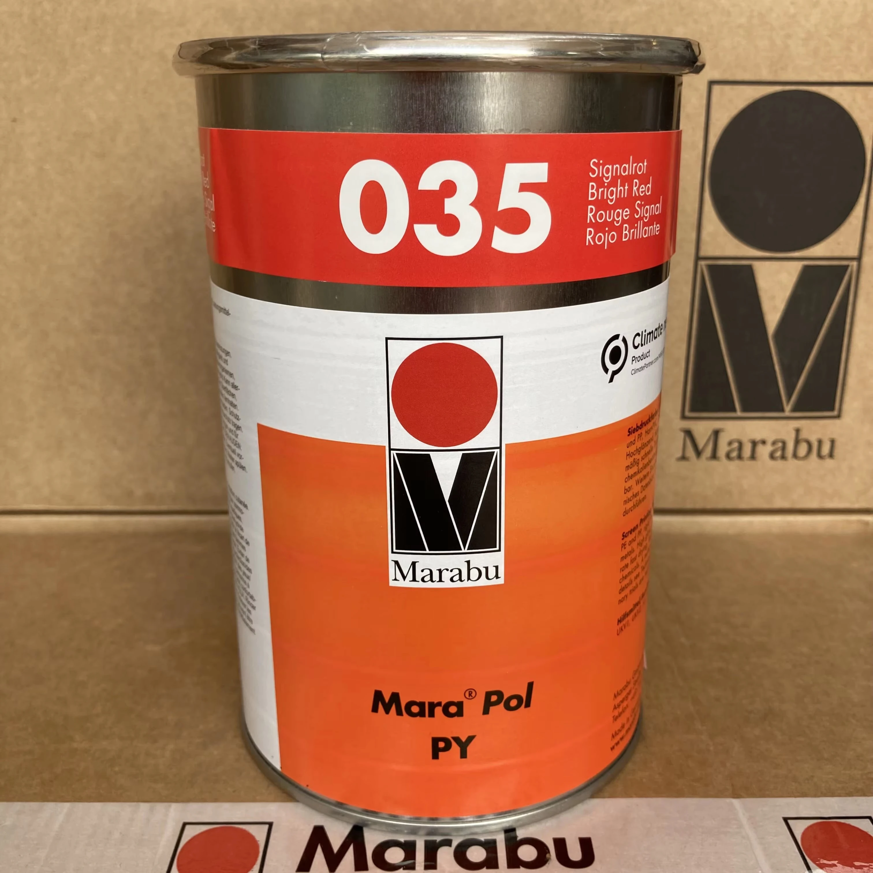 FOR Marabu PY035 Bright Red Ink for PP, PE, and Metal High-End Screen & Pad Printing