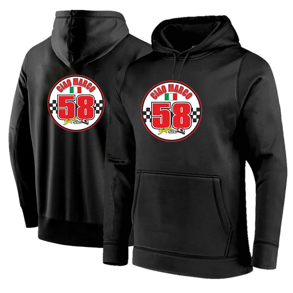 

2024 Marco Simoncelli Super Sic 58 New Print Men Spring and Autumn Style Solid Color Pullover Hoodies Loose Fashion Hooded Tops