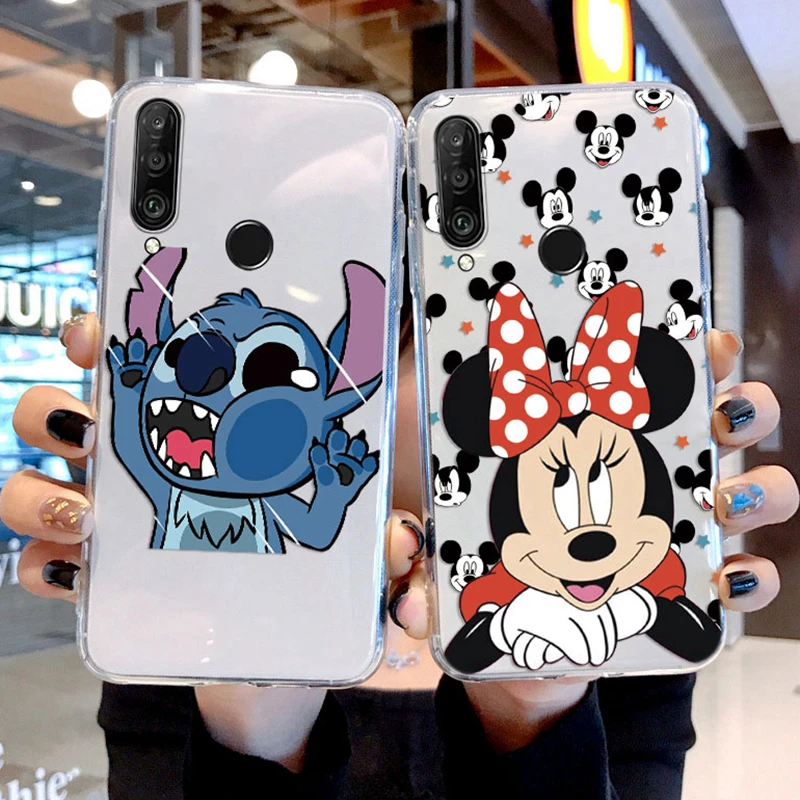 لهواوي P30 P20 لايت برو Y6 Y7 Y9 P الذكية 2019 الشرف 9X جراب هاتف زوجين ميكي ميني ماوس غرزة غطاء شفاف واضح
