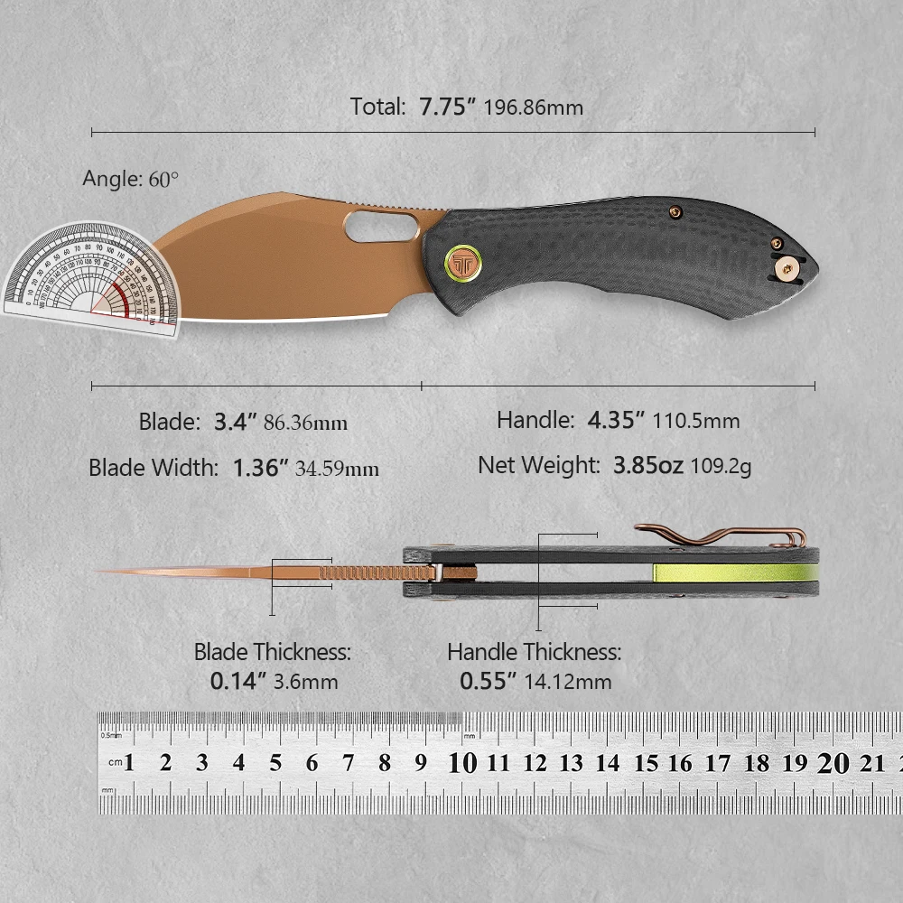 TRIVISA Pocket Folding Batwing Knife 14C28N Steel Blade G10 Handle Portable Fruit Vegetable Cutter Outdoor Fishing Hiking Tools