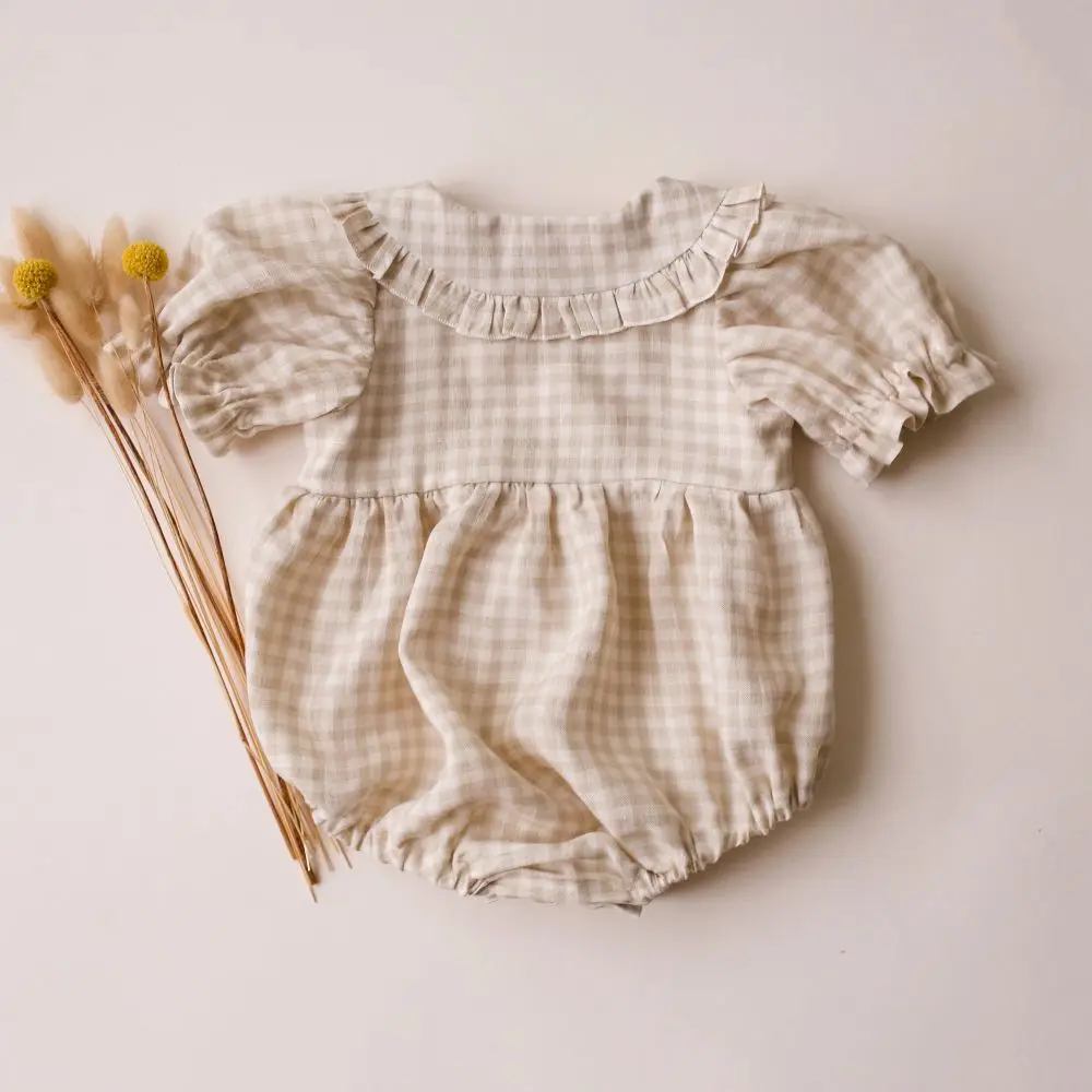 Summer Intant Baby Girl Jumpsuit Linen Cotton Baby Girl One-piece Playsuit Baby Girl Romper