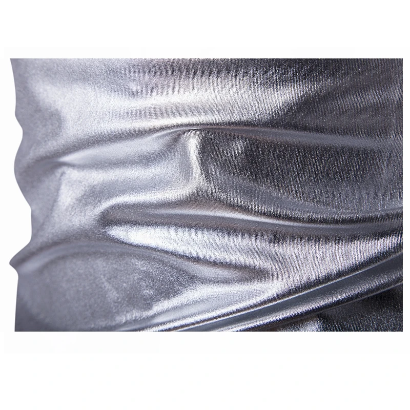 Men Shiny Metallic Classic V Neck T Shirt Nightclub Stage Tshirt  Short Sleeve Blouses Men Hip Hop Streetwear Slim Fit Tops