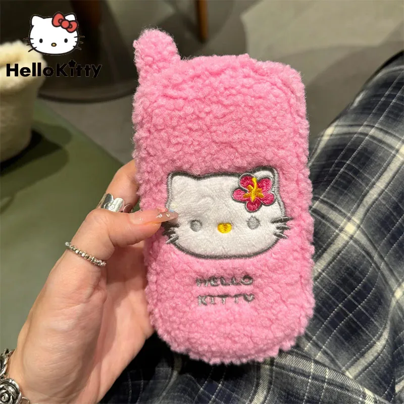 

Sanrio Hello kitty Plush embroidery apple Phone Case Silicone Soft Case Y2K Cute Phone Case for iPhone 12,13,14,15,16,Pro,Max