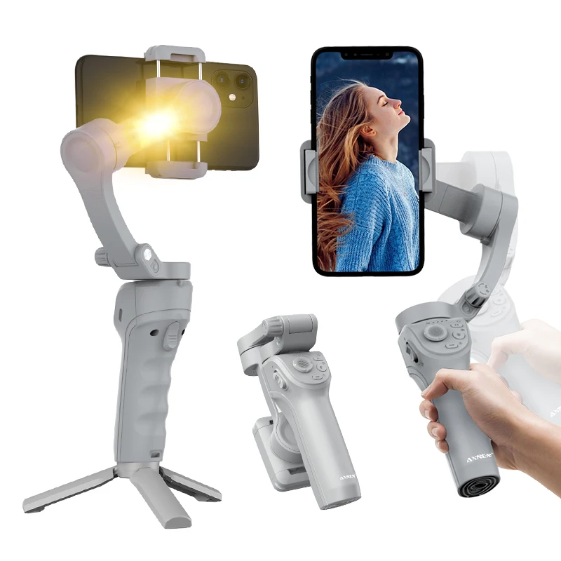 

3-Axis Handheld Gimbal Phone Stabilizer for Smartphone with Fill Light for iPhone Cellphone Record Tiktok Video Vlog Anti-Shake