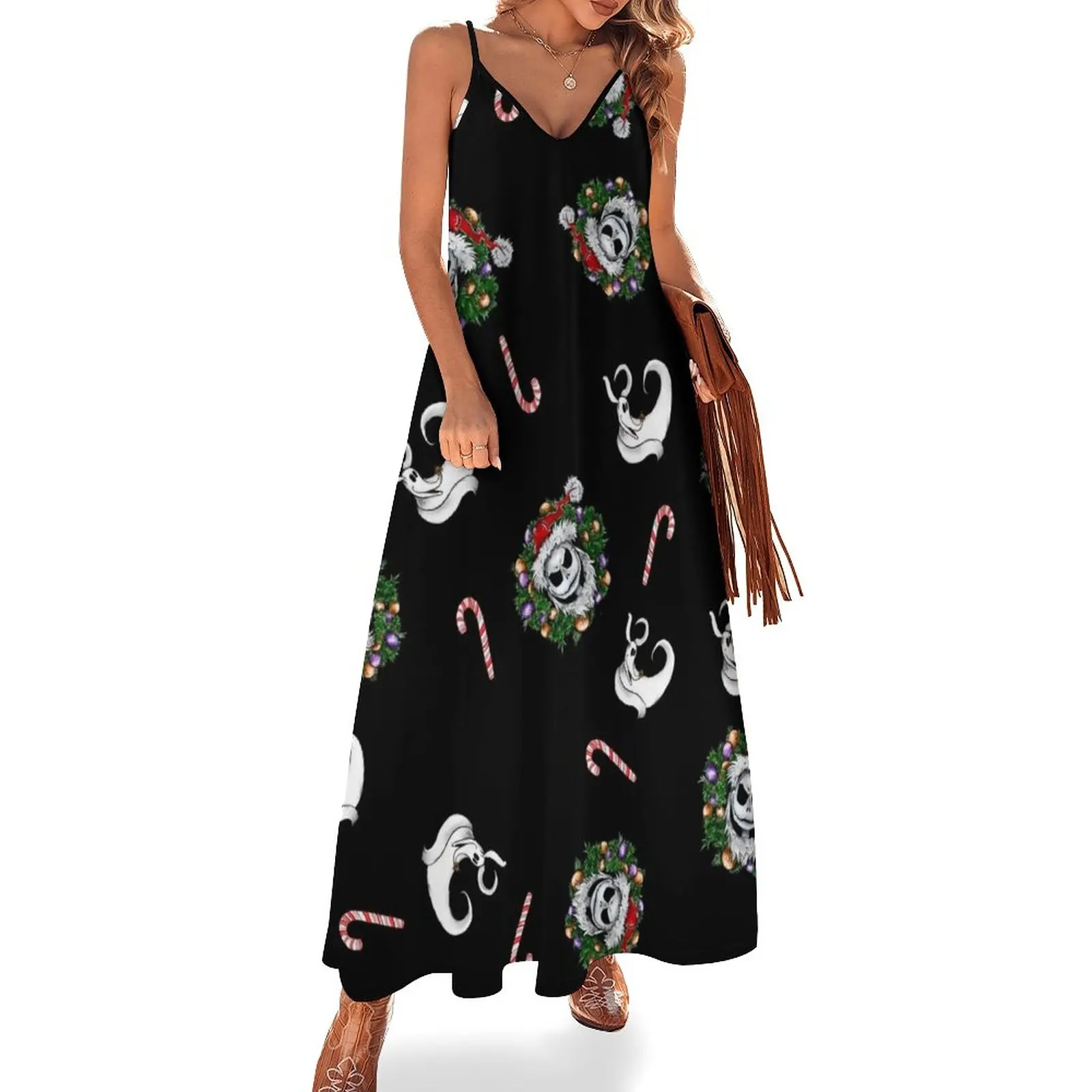 

Christmas Nightmare Pattern Sleeveless Dress elegant women's sets summer dress