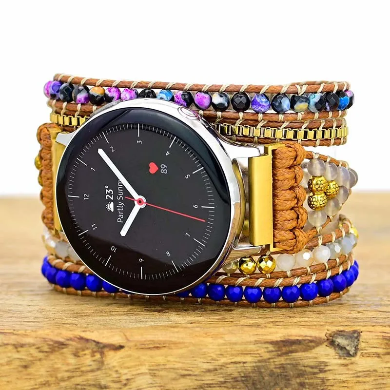 22mm 20mm Strap For Samsung galaxy watch 4 3 41 45mm Active 2 Band GT2 GT3Pro Boho Natural Stone Band Amazfit Bip GTS 2 2e GTR