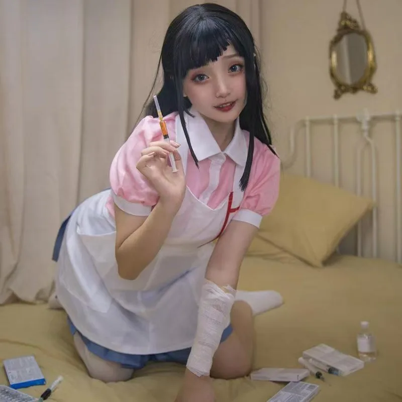 لعبة ميكان تسوميكي أزياء تنكرية وردية اللون للخادمة معاطف للأطباء والممرضات كوس زي لعب الأدوار مجموعة كاملة للنساء لحفلات الهالوين #2