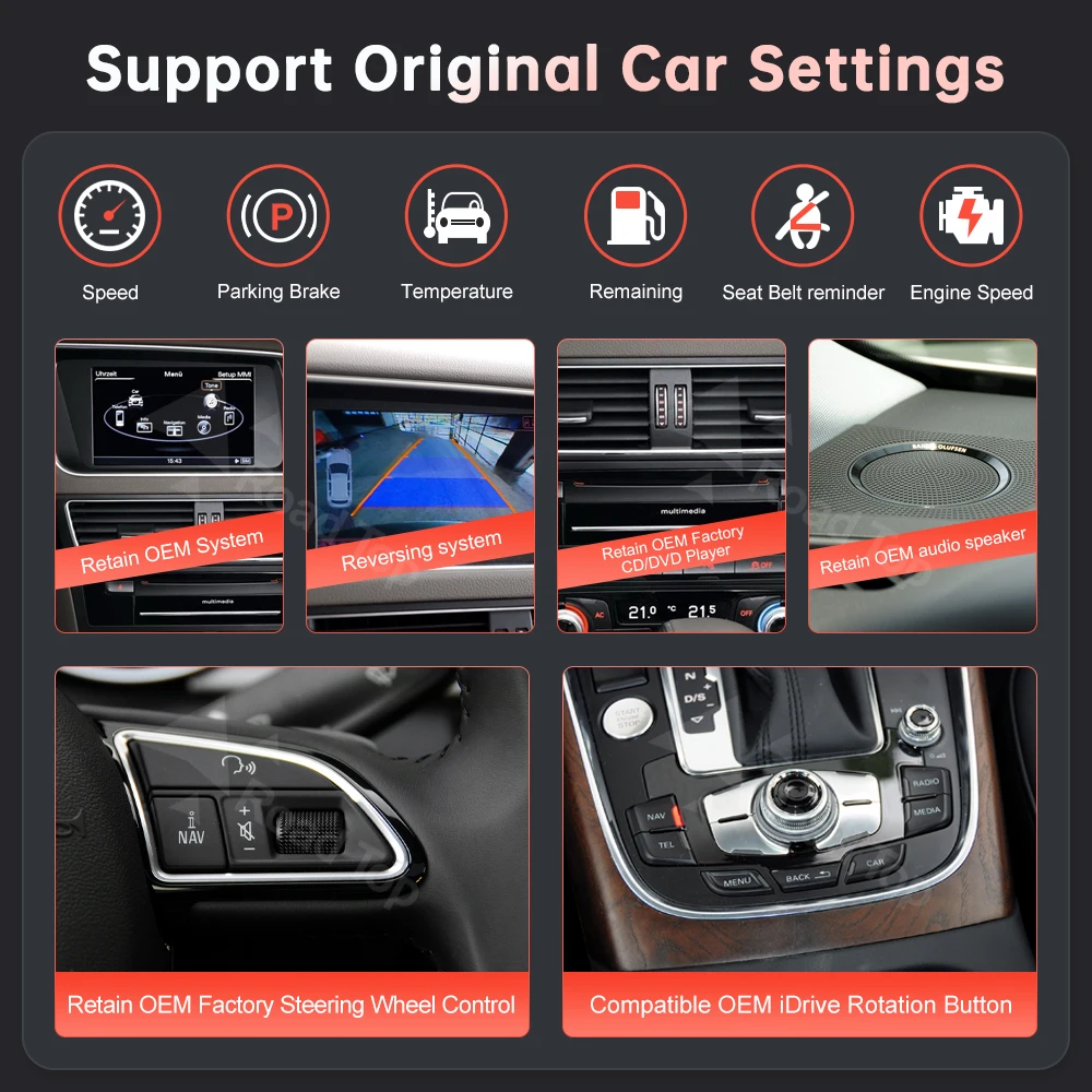 Display multimediale touch screen RoadTop Linux 1920*720 per Audi Q5 2009-2017 con carplay wireless Android Auto Airplay Autolink
