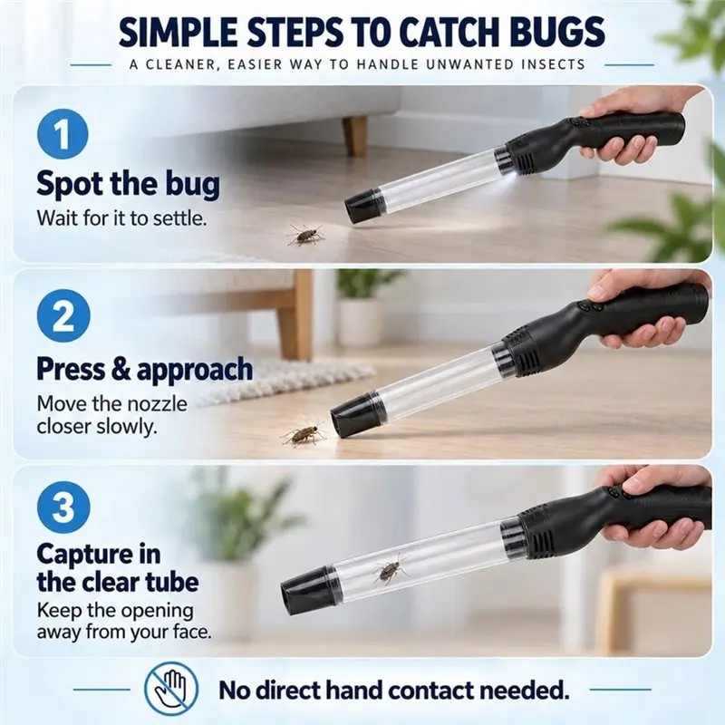 A95I-Bug Vacuum Catcher Spider Vacuum Catcher And Release Handheld Bug Sucker Vacuum Control For Spiders,Stink Bugs,Moth,Ants
