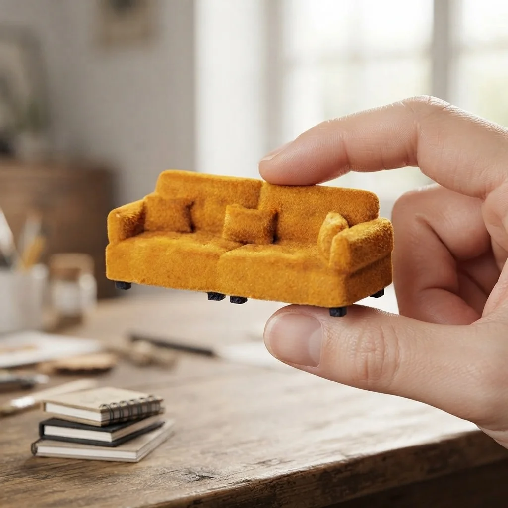 1pc Creative Miniature Plush Sofa, DIY Accessories, Desktop Car Decoration Small Ornaments, Model House Decoration Furniture