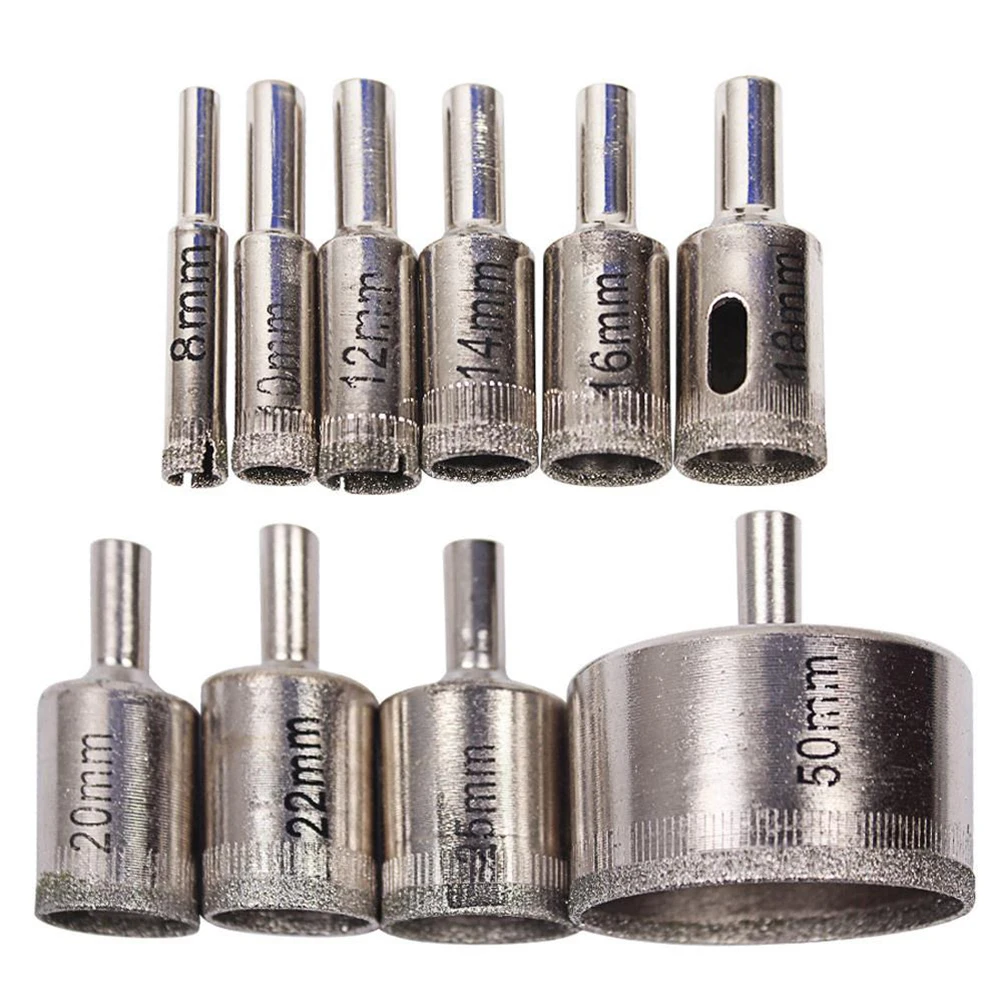 

10Pcs Diamond Drill Bit Set Durable Brazing Carbide Hole Saw for Porcelain Tiles Glass Marble Diamond Dirll Bit