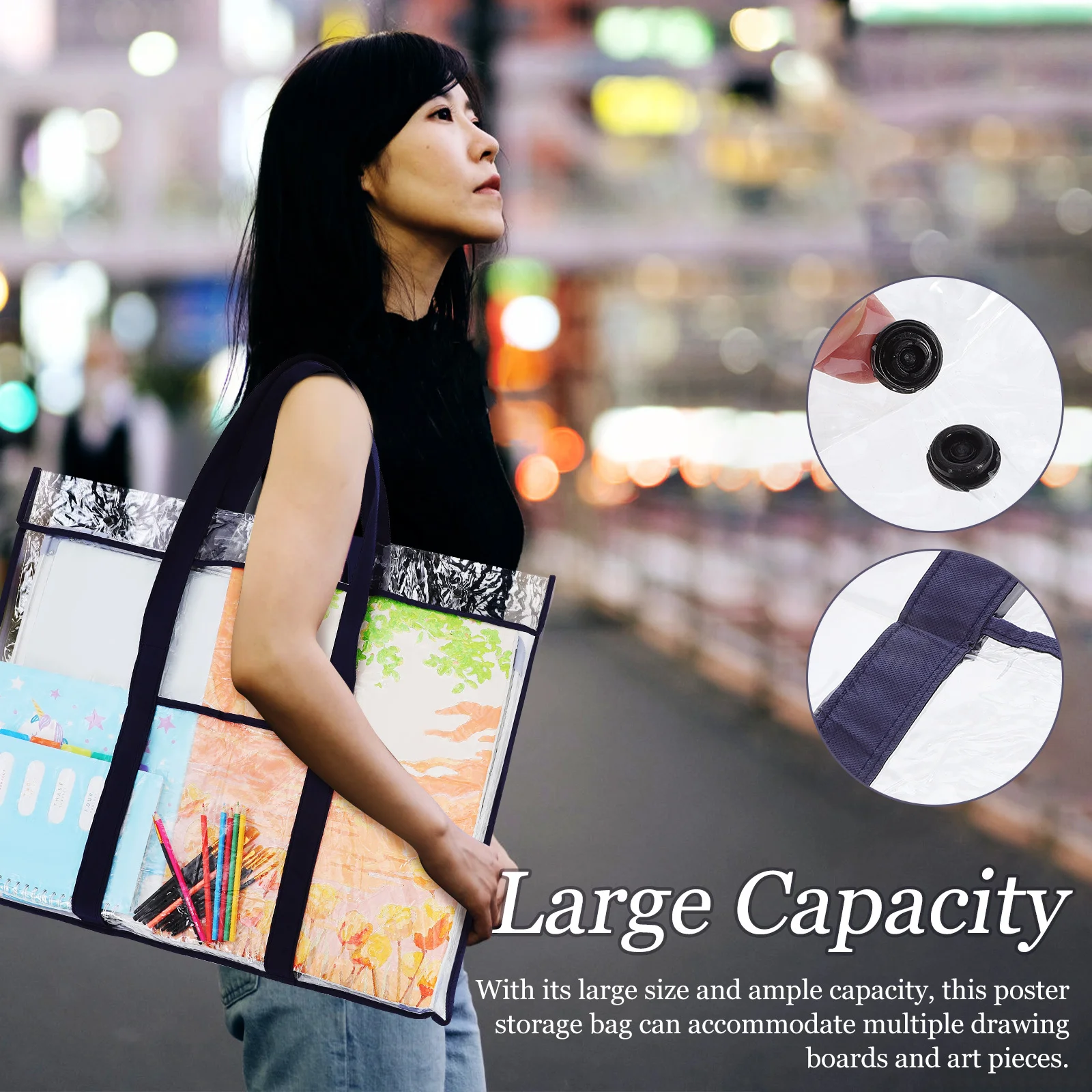 1 قطعة حقيبة محفظة فنية سعة كبيرة بولي كلوريد الفينيل ملصق حقيبة التخزين للوحات الرسم الفني المحمولة اللوحة كيس ورقي