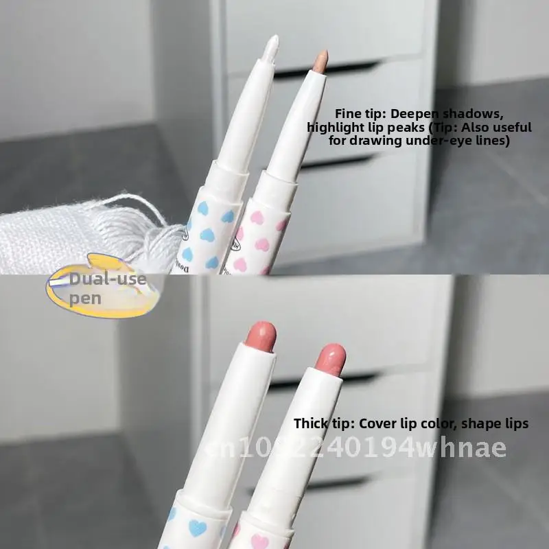 HERORANGE Matita per labbra a doppia estremità con labbra diffuse di colore nebbioso: definisce la forma delle labbra con l'ombra del rossetto nebbia opaca