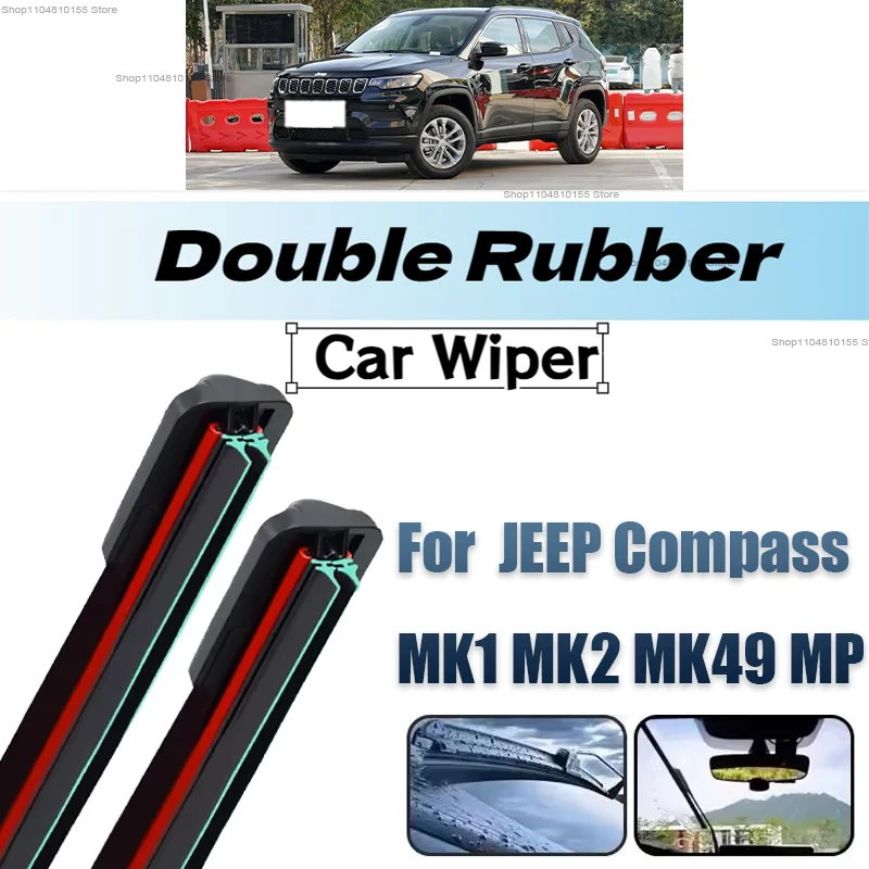 

Double Rubber Car Wipers for Jeep Compass MK1 MK2 MK49 MP 552 Front Blade Brushes Cutter Automobiles Accessorie Windscreen Wiper