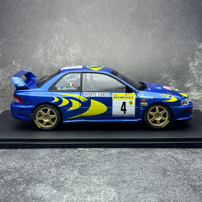 1:18 Subaru IMPREZA 22B 4# Racing 1997 alloy car model, children's collection of decorative toys, holiday gifts for children.