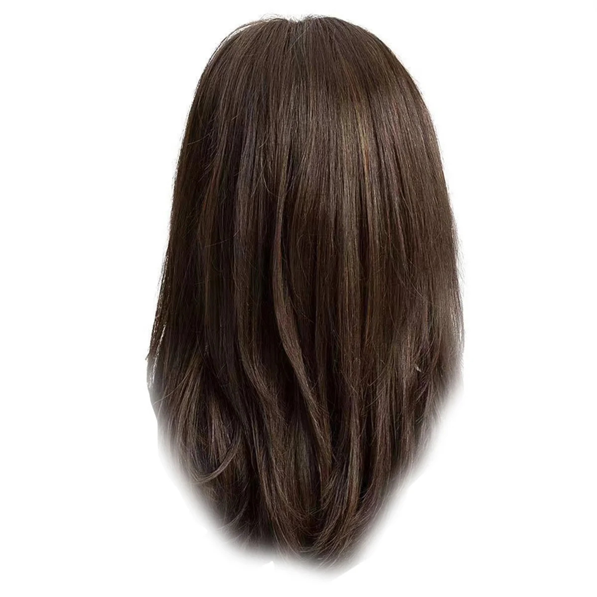 Natural Long Wavy Wig for African American Women Cosplay Dark Brown Heat Resistant Synthetic Hair Daily Wigs