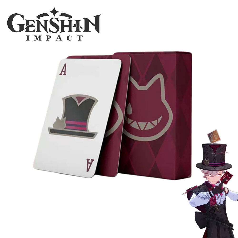 Game Genshin Impact Lyney Lynette Cosplay Magic Poker Friends Party Playing Cards 54 Pcs Collection Prop