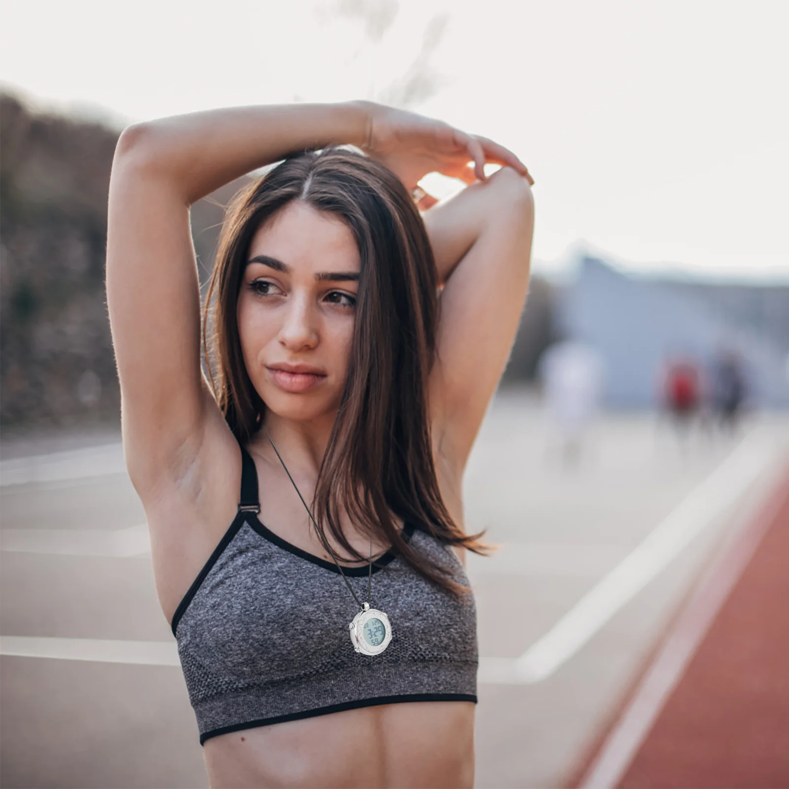 ساعة الجيب الإلكترونية ساعة منبه رقمية معلقة مع تقويم كرونوغراف 24 ساعة أسبوع شهر عرض رقبة متعددة الوظائف #2