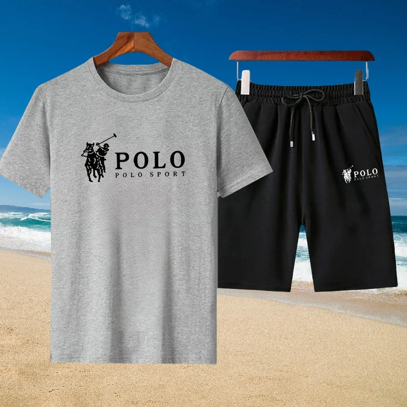 Men's casual summer cotton short-sleeved T-shirt + jogging shorts two-piece breathable fitness fashion sportswear set - Image 4