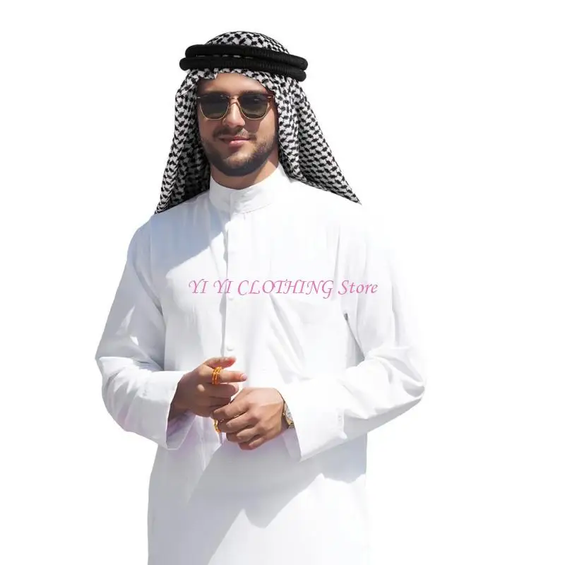

N5KF Easy Care Polyester Head Scarf Wrinkle Resistant Lightweight Headscarf Comfortable Traditional Middle Eastern Design