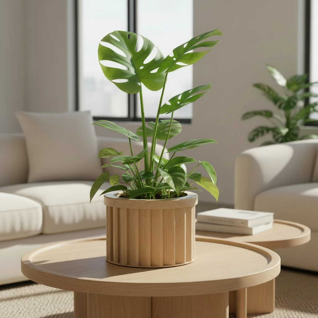 Round Strata Planter MD - Beige Brown