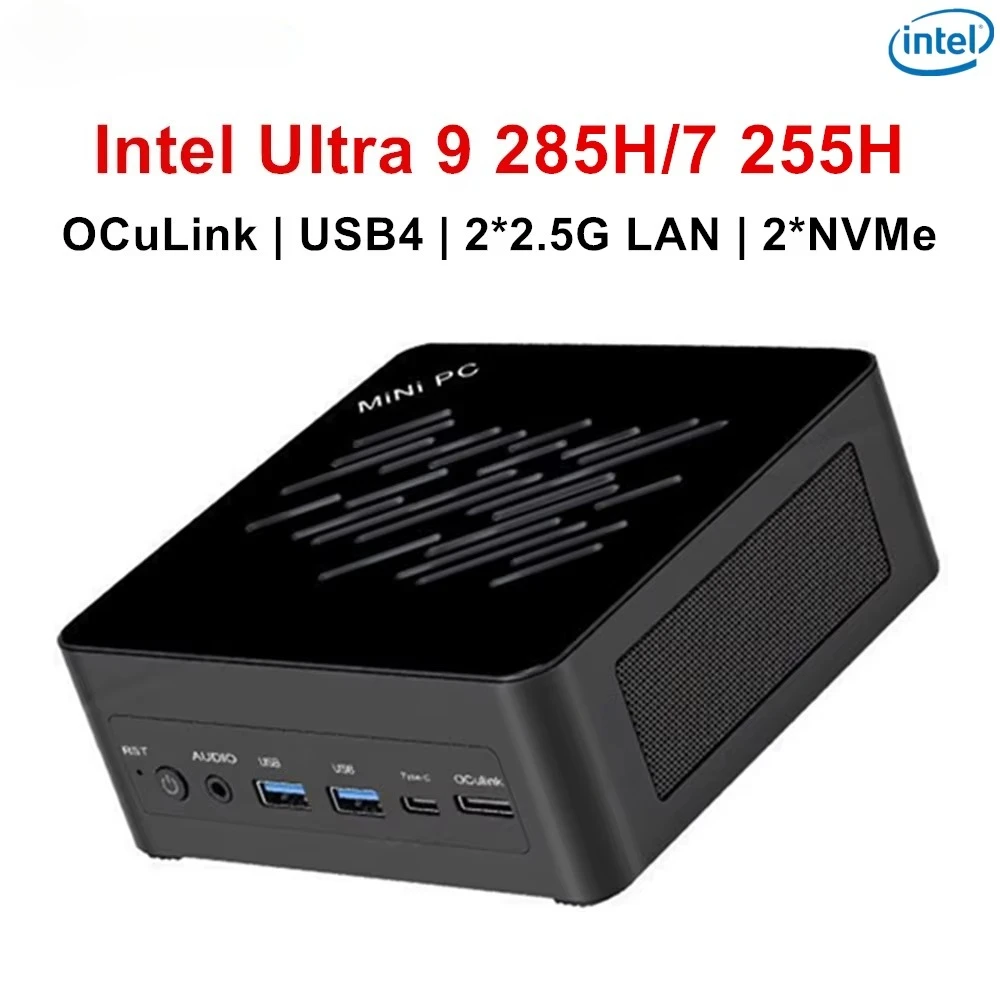 Mini PC de jeu Topton Intel Ultra 9 285H 7 255H 165H 5 125H OCuLink USB4 2x2.5G LAN 2xNVMe Ordinateur de bureau Windows 11 WiFi6E