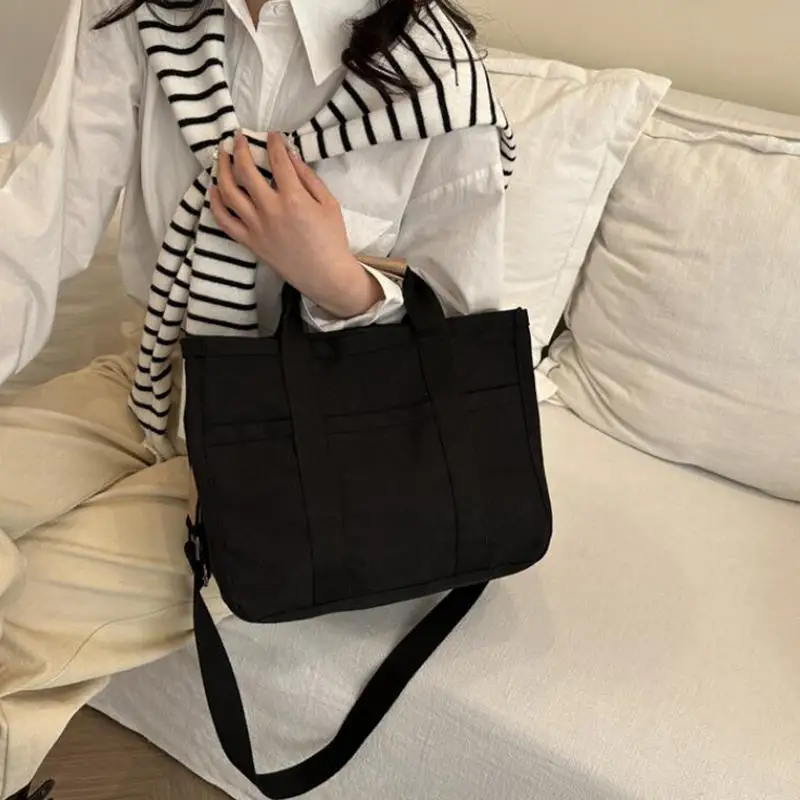 1 قطعة حقيبة كتف قماشية قابلة للتحويل ذات سعة كبيرة للنساء حقيبة كروس محمولة مع حقيبة ركاب متعددة المقصورات
