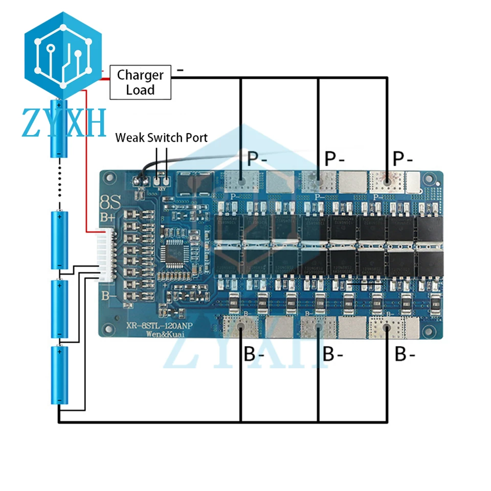 Bilans BMS 8S 24V 25.6V 100A 120A 80A LiFePo4 ładowania baterii pokładzie korektor temperatura NTC ochrony wspólny Port dla Ebike