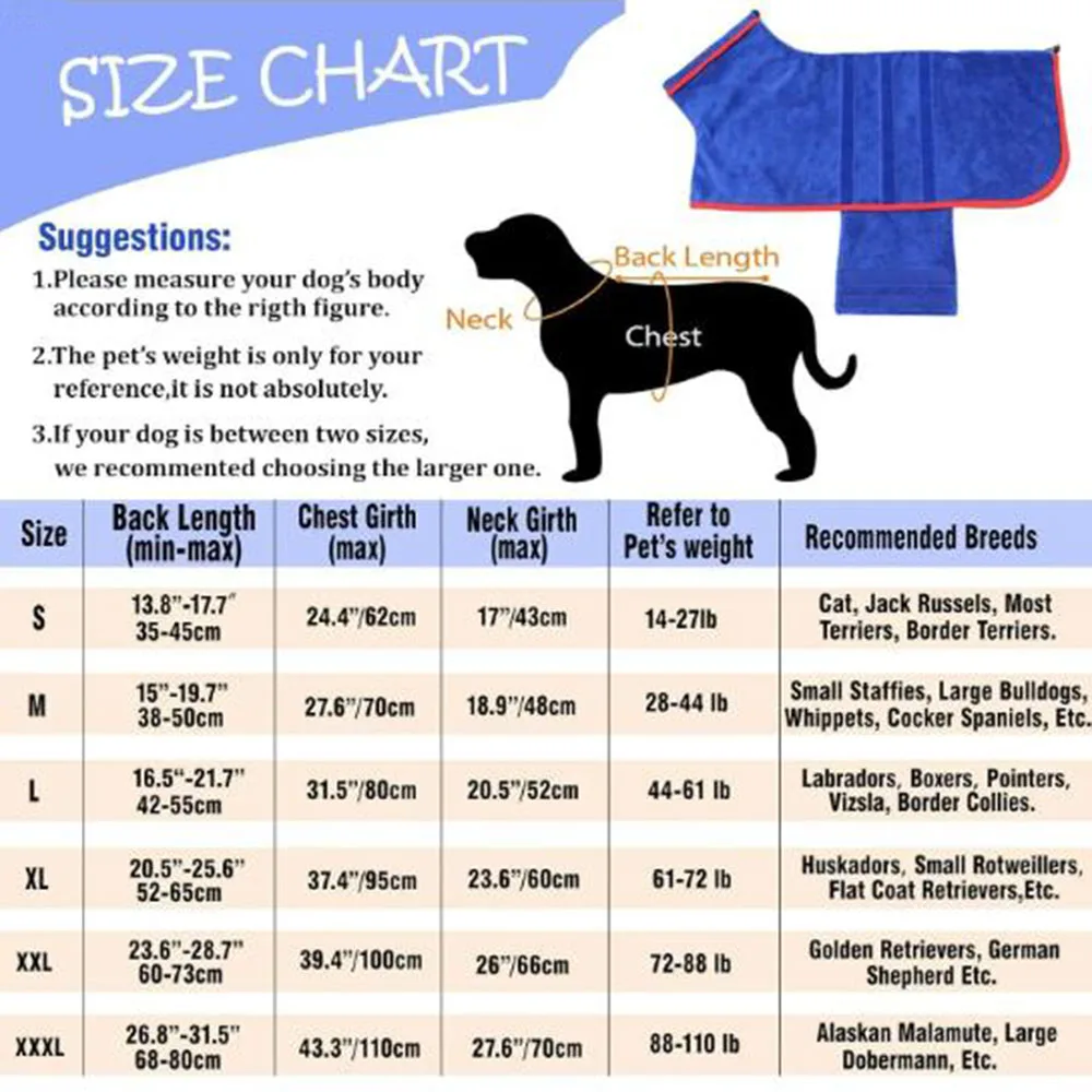 Dog Drying Coat-Fast Drying Dog Towel Robe-Adjustable Collar&Belly Strap Fast Drying Coat Pet Dog Cat Bath Robe Towel blue gray