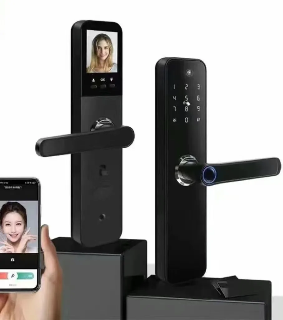 002 Inteligentes Wifi Tuya Smart Life App Controlled Mortise Lock Safe Smart Door Lock with Camera for Steel or Brass Door